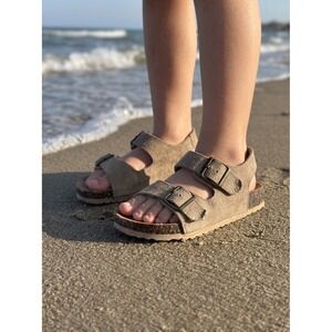 Cat & Jack Toddler Boys Girls Tan Faux Suede Double Buckle Slingback Sandals 5